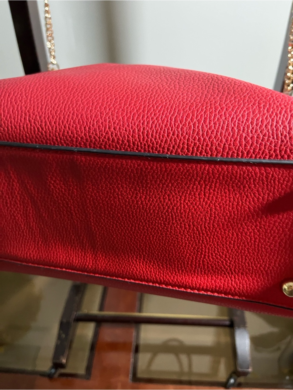 ❤️ GALIAN New York Red Satchel Bag w/ Gold Chain Strap NWT - Picture 13 of 13